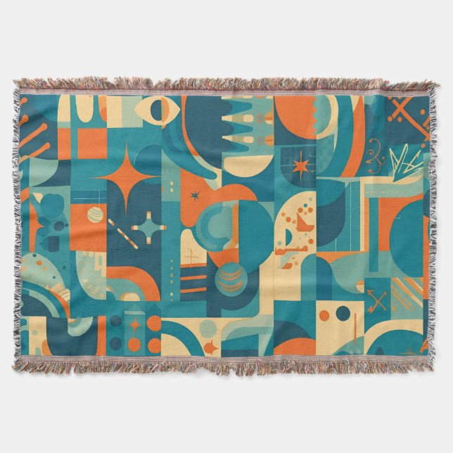 Orange and Teal Geometric Abstract Decke (Vorderseite)