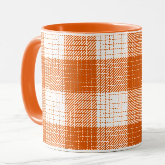 Orange and White Bold Checkered Plaid Design  Tasse (Von Creator hochgeladen)