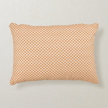 Orange and white checkered rectangular pillow