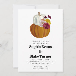 Orange and White Fall Pumpkin White Wedding Einladung