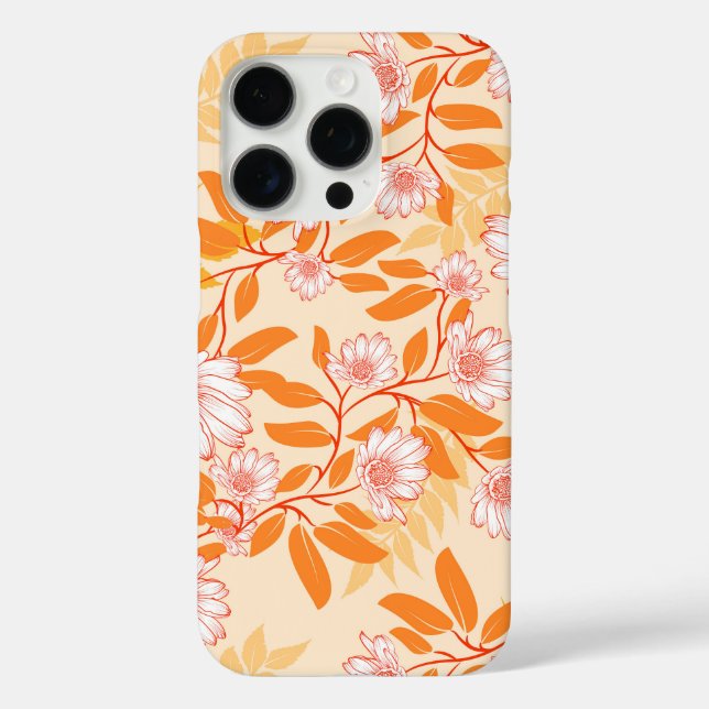 Orange and white floral pattern daisies Case-Mate iPhone hülle (Rückseite)