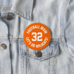 Orange and White Football Mama Jersey Number<br><div class="desc">Freuen Sie sich auf Ihr Lieblings-Sportteam, Ihren Fußballspieler oder zeigen Sie einfach Ihren Schulstolz mit einem personalisierten Spirituosenknopf! Fügen Sie Ihren Schulnamen hinzu oder personalisieren Sie ihn mit einem Spielernamen und Jersey-Nummer. Ideal für Fußball, Basketball, Baseball und Fußball! Erstellen Sie individuelle Buttone für das ganze Team, Cheerleader, Eltern und Geschwister,...</div>