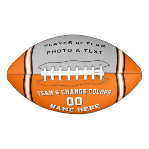 Orange and White Football with Foto, Personalized