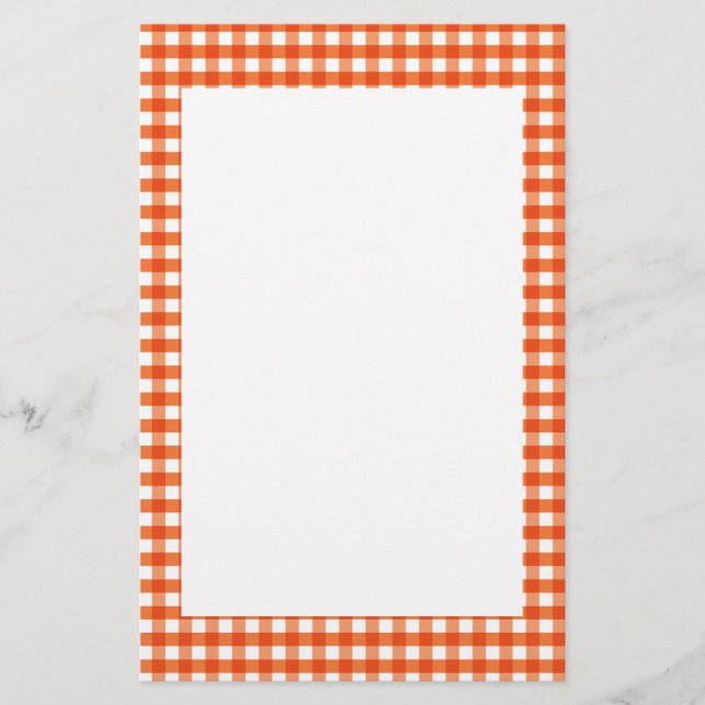 Orange and White Gingham Pattern Briefpapier (Vorderseite)