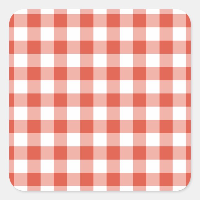 Orange and White Gingham Pattern Quadratischer Aufkleber (Vorderseite)