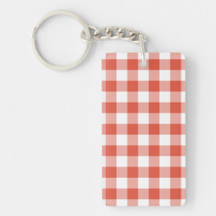 Orange and White Gingham Pattern Schlüsselanhänger