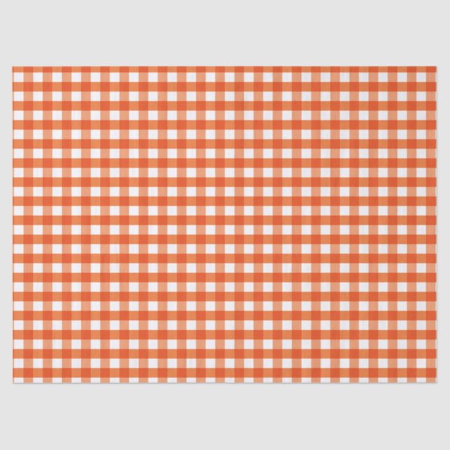 Orange and White Gingham Pattern Seidenpapier (Vorderseite)