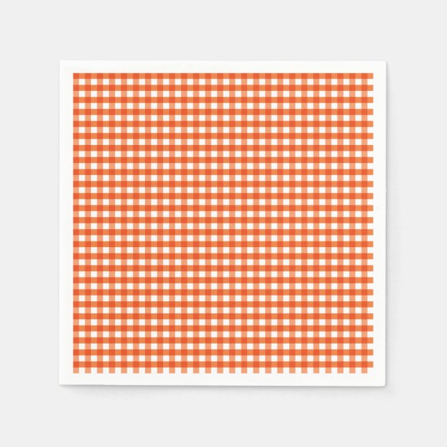 Orange and White Gingham Pattern Serviette (Vorderseite)