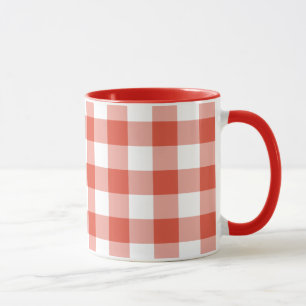 Orange and White Gingham Pattern Tasse