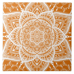 Orange and White Mandala - Loergann in Pumpkin Fliese