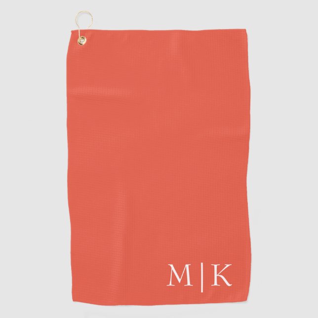 Orange and White | Modern Monogram Golfhandtuch (Vorderseite)