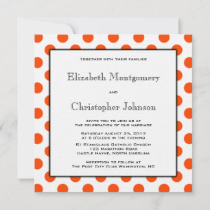 Orange and White Polka Dot Wedding Einladung