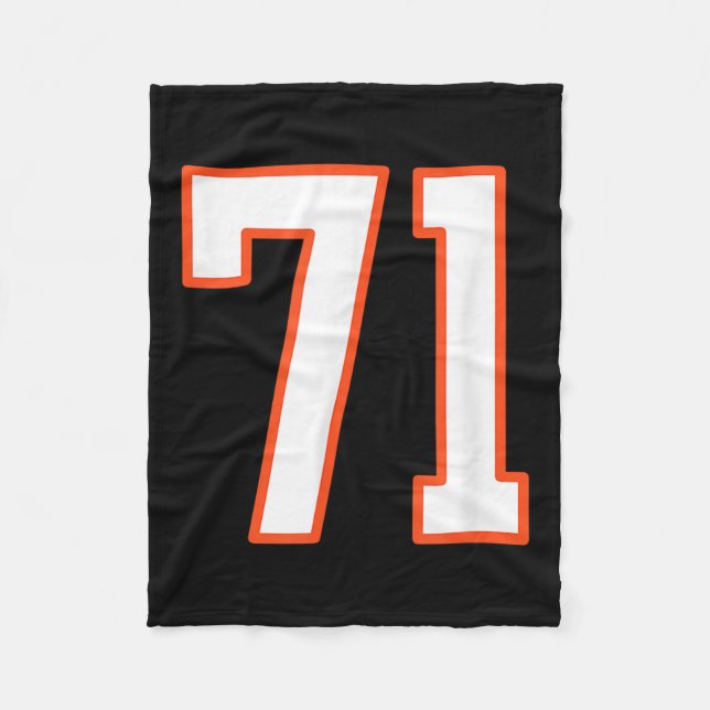 Orange And White Srts Number 71 Jersey Uniform Pla Fleecedecke (Vorderseite)