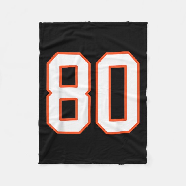 Orange and White Srts Number 80 Jersey Uniform Pla Fleecedecke (Vorderseite)