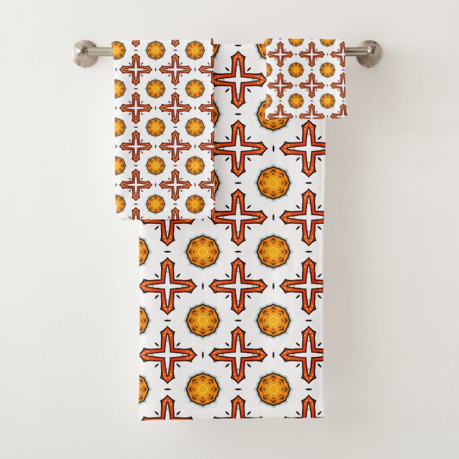 Orange and yellow mandala pattern  badhandtuch set (Insitu)