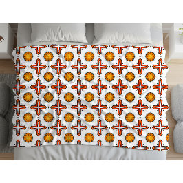 Orange and yellow mandala pattern  fleecedecke