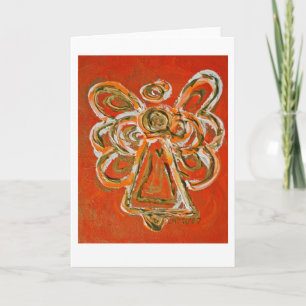 Orange Angel Greeting Card Feiertagskarte