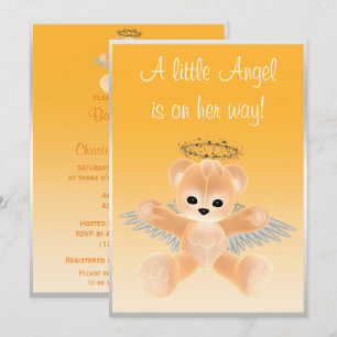 Orange Angel Teddy Bear Babyparty Einladung