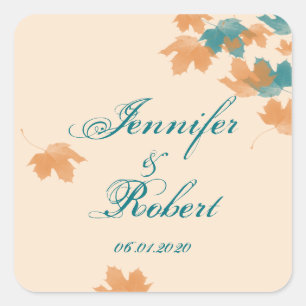 Orange Aqua Herbstmapfelleaf Umschlag Aufkleber