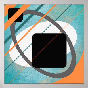 Orange Aquamarin Geometric Leinwand Design AP0011 Poster