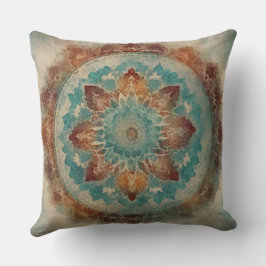 Orange Aquamarin Red Mandala Print Kissen