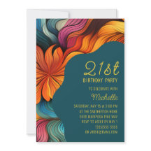 Orange Aquamarin Retro Psychedelic Curves Geburtst