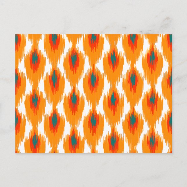 Orange Aquamarines Abstraktes Tribal Ikat Diamond  Postkarte (Vorderseite)