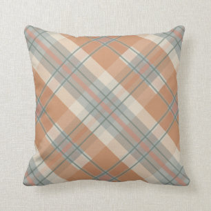 Orange + Aquamarines Kariertes Kissen