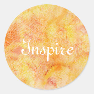 Orange Aquarell-Hintergrund Runder Aufkleber