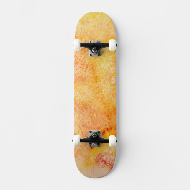 Orange Aquarell-Hintergrund Skateboard (Vorderseite)