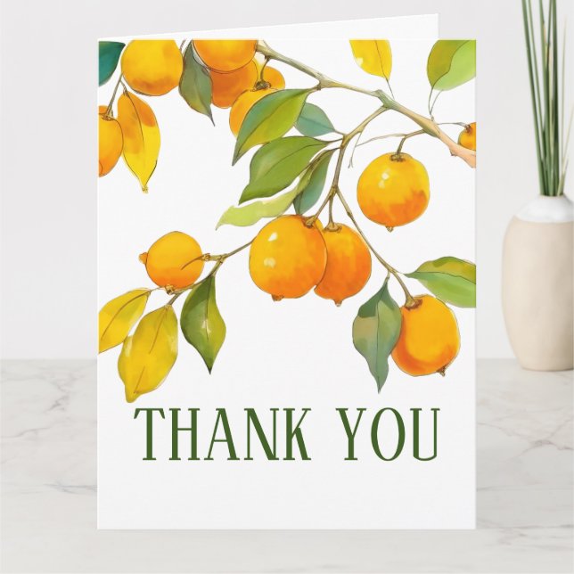 Orange Aquarellmotiv Belle Farben Dankeskarte (Vorderseite)