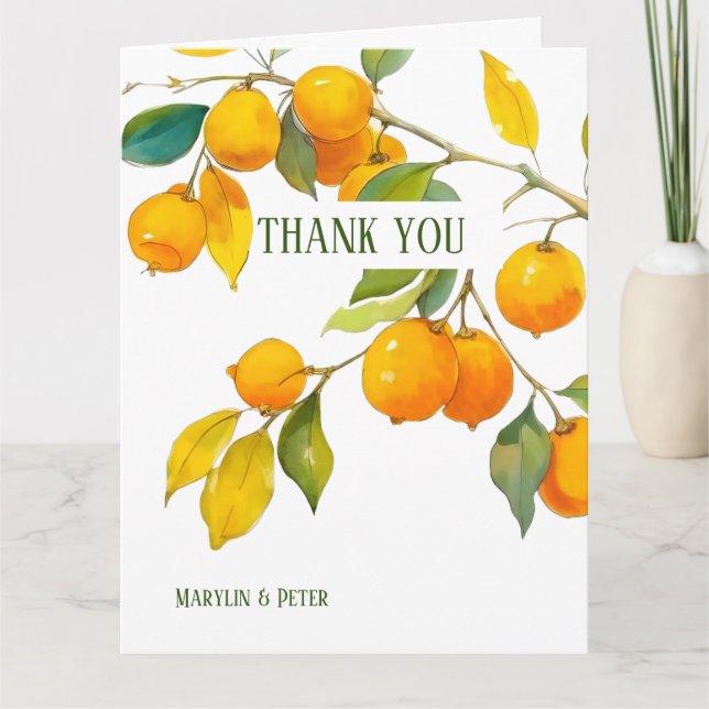 Orange Aquarellmotiv Belle Farben Dankeskarte (Vorderseite)