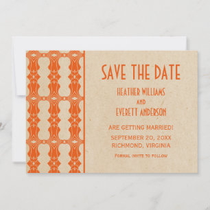Orange Art Deco Border Save the Date einladen Einladung