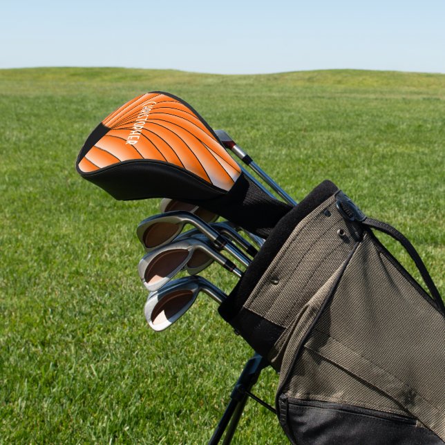 Orange Art Deco Design Golf Headcover (In SItu)