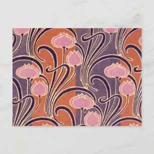 Orange Art Deco Muster Postkarte