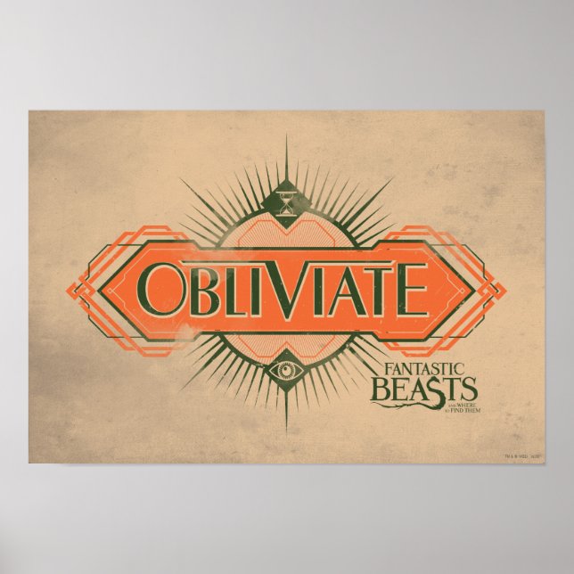 Orange Art Deco Obliviate Zaubergraphie Poster (Vorne)