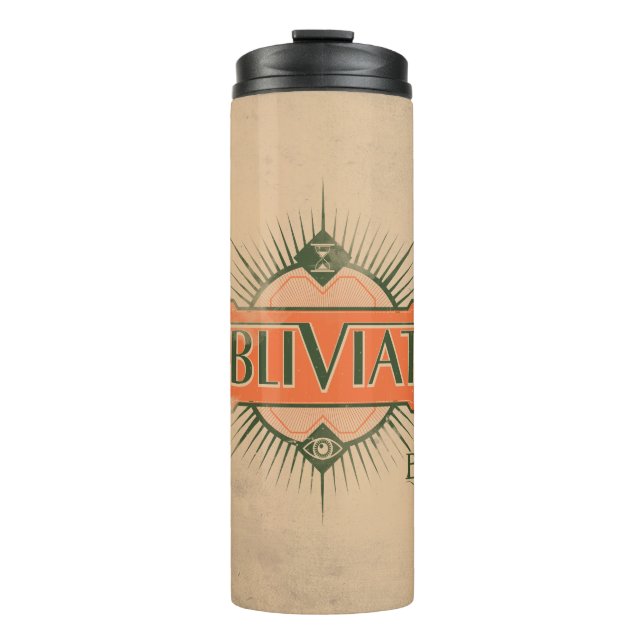 Orange Art Deco Obliviate Zaubergraphie Thermosbecher (Vorderseite)