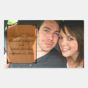 Orange Art Deco Rahmen Save the Date Sticker