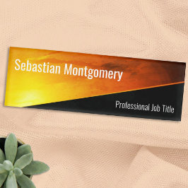 Orange Art Geometric Sunset Beruflich Namenschild
