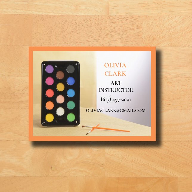 Orange Art Teacher Tutor Erzieherklasse Visitenkarte (Art Teacher Business Card in Orange )