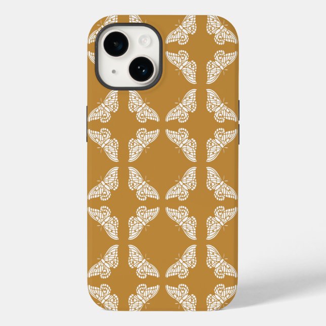 Orange Arts and Crafts Schmetterlinge Case-Mate iPhone Hülle (Rückseite)