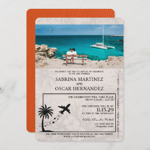 Orange Aruba Passport Hochzeit Einladung