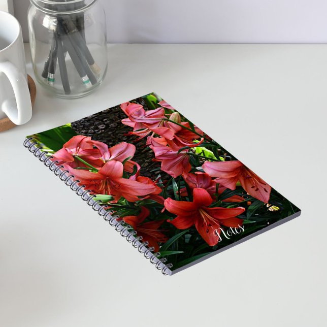 Orange Asiatic Lilies Floral Notizblock (In Situ)