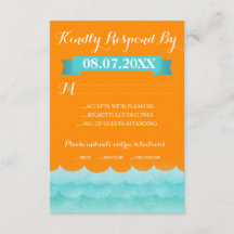 Orange at Sea Nautical Wedding RSVP Cards