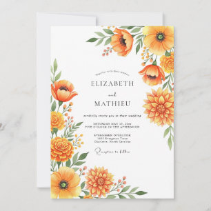 Orange atemberaubende Wiesenhochzeit Einladung