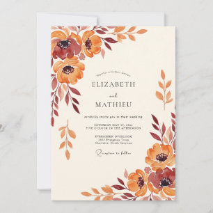 Orange Ätherische Blütenhochzeit Einladung