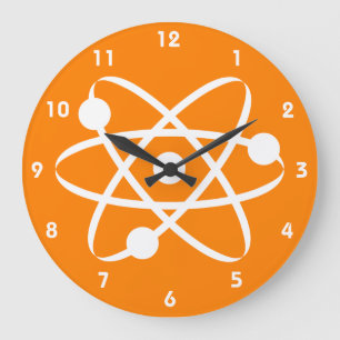 Orange Atom Große Wanduhr