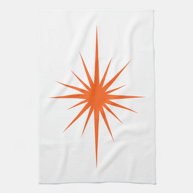 Orange Atomic Sternexplosion Mid Century Handtuch (Vertikal)