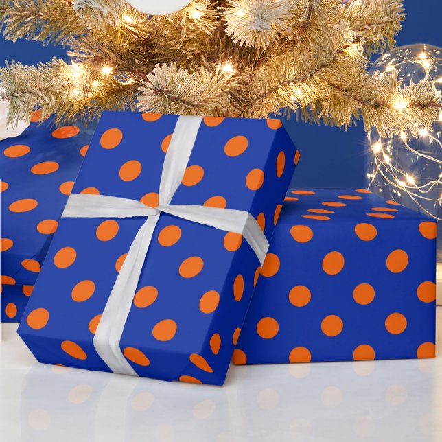 Orange auf Blau Punkte Musterdesign  Geschenkpapier (Von Creator hochgeladen)