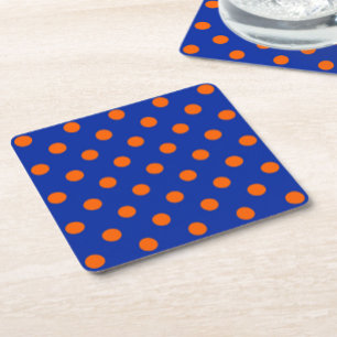 Orange auf blauem Punkte-Musterdesign Rechteckiger Pappuntersetzer